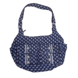 Womens Blue Patterned MultiPocket Diaper Bag/Purse.